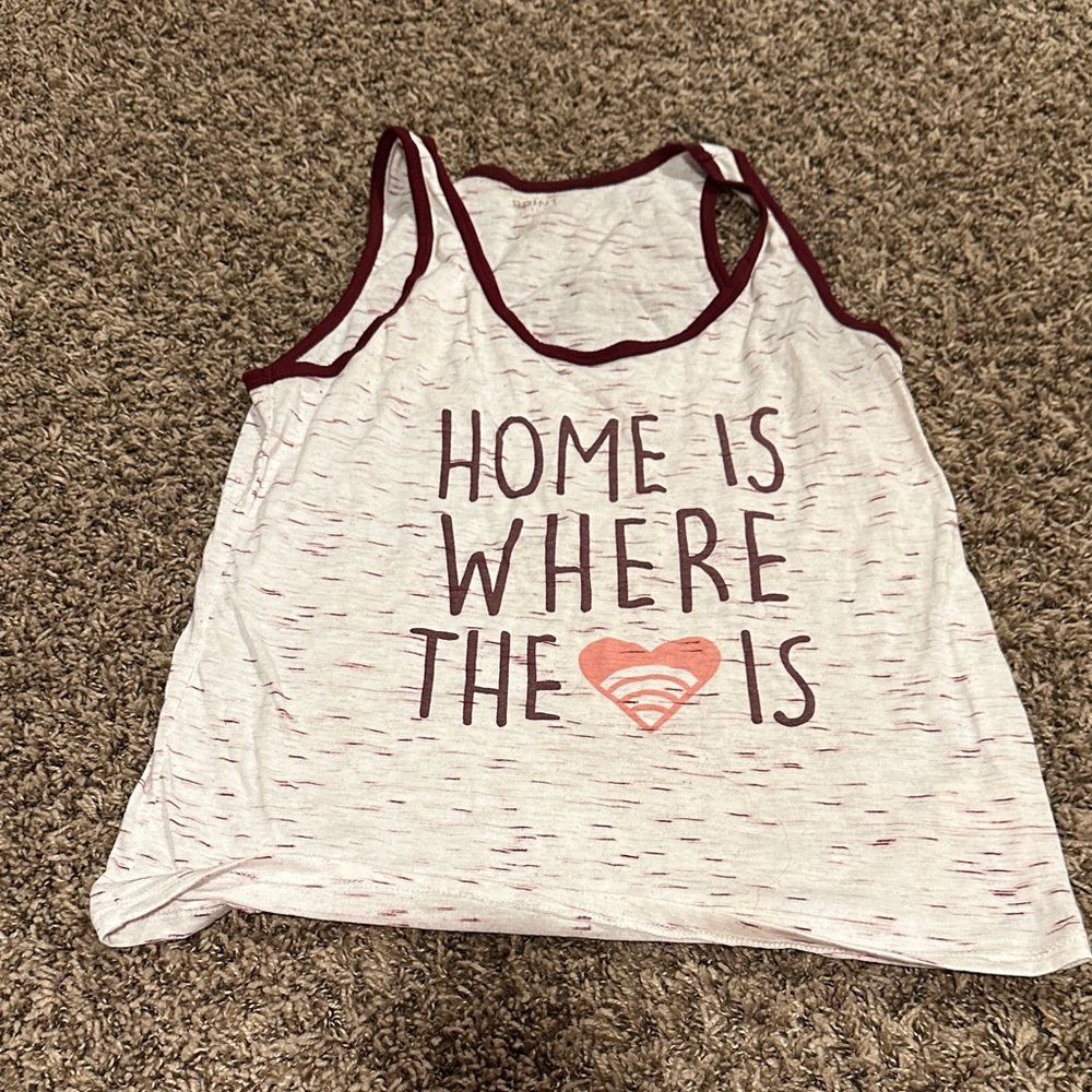 Women's White and Red Graphic Tank Top